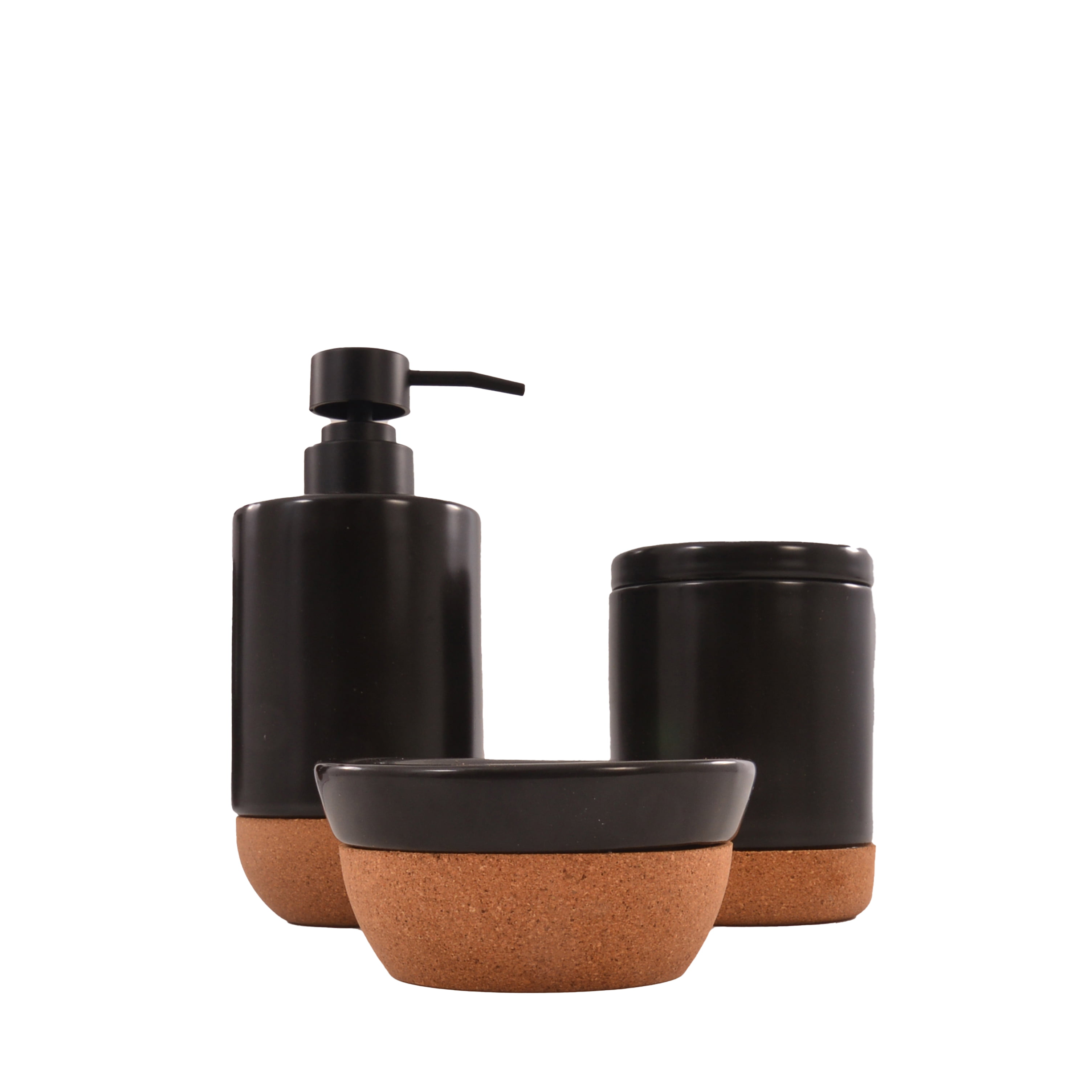 Essencia Oriental - Kit para Banheiro 3 peças Preto e Cortiça