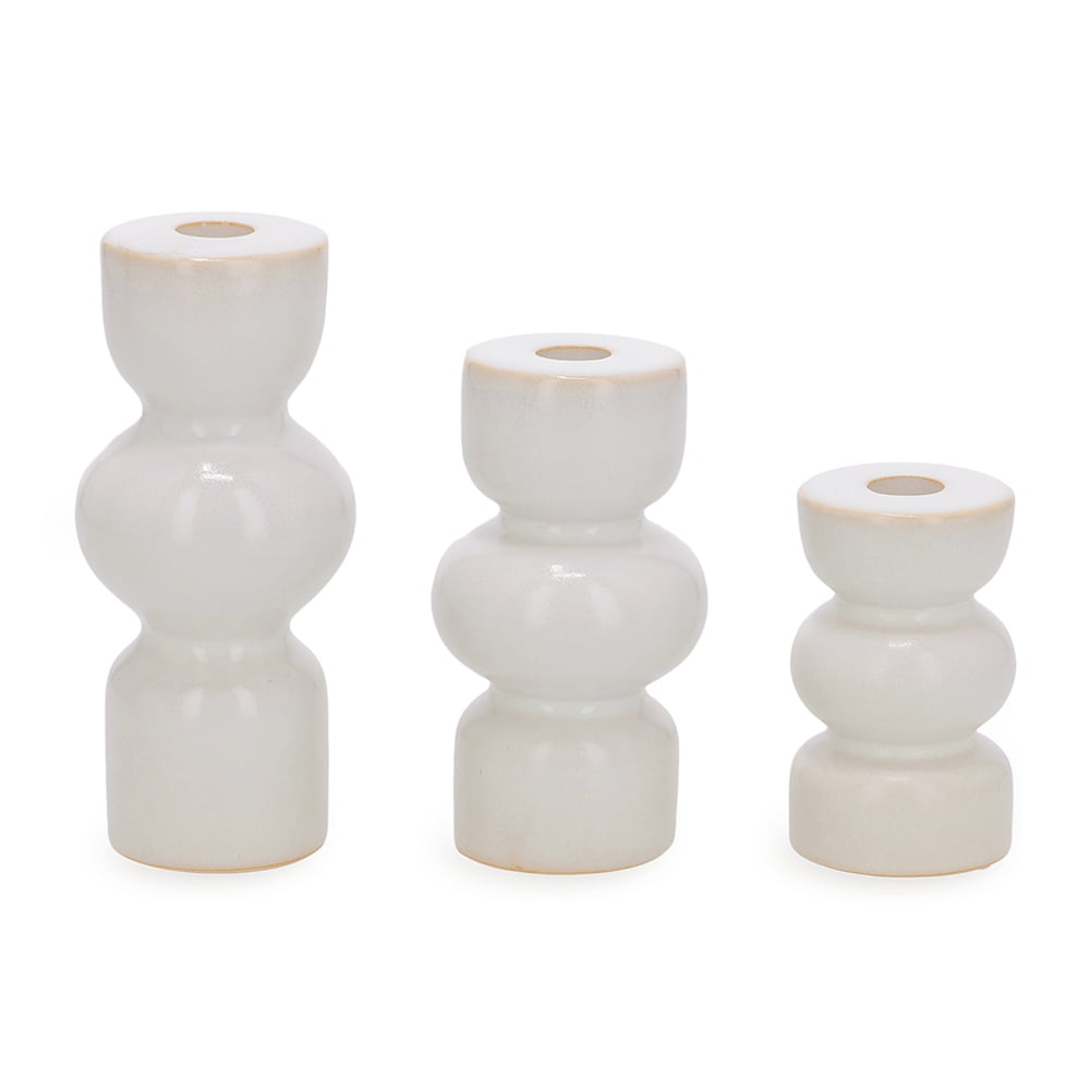Bubbles Glaze - Kit com 3 Castiçais em Ceramica P, M e G