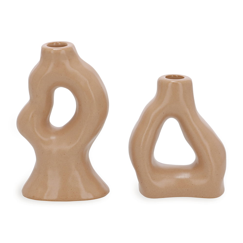 Duo Sculpt - Kit com 2 Castiçais em Ceramica P e G