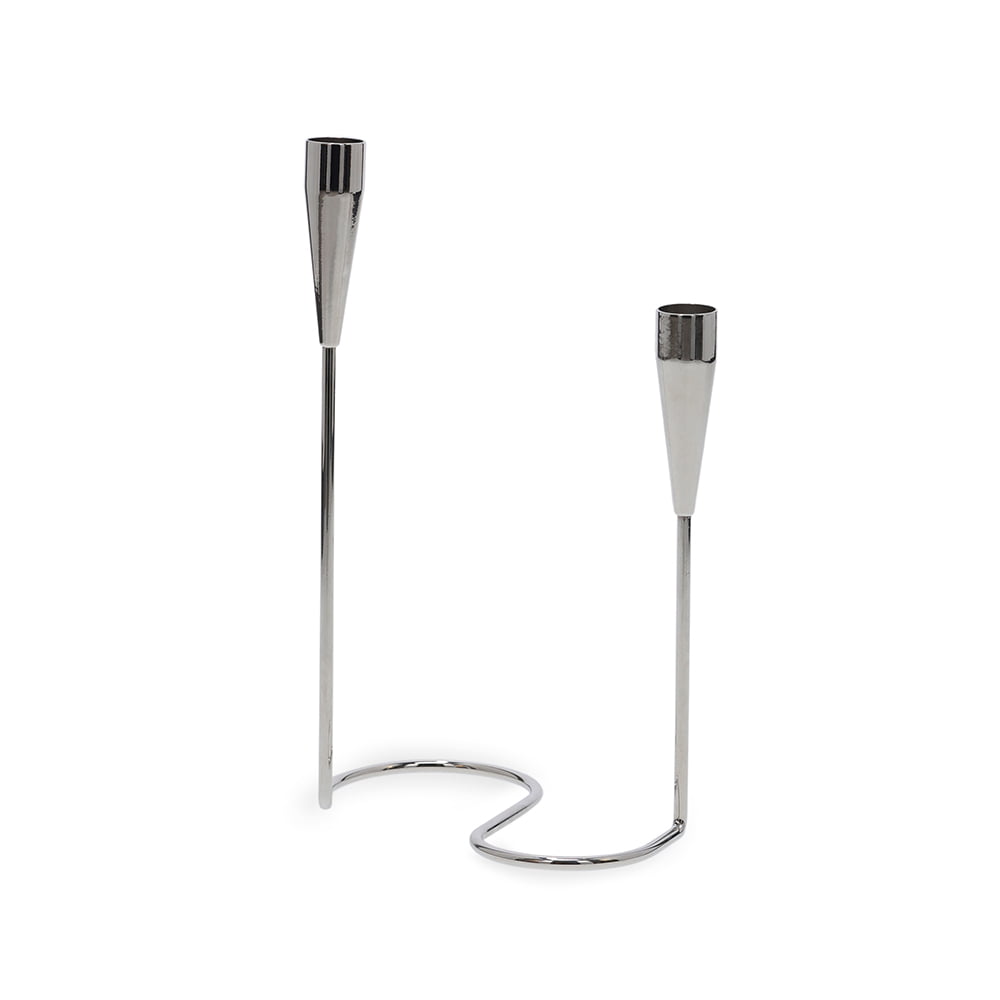 Elegance Silver - Castiçal Para 2 Velas em Metal