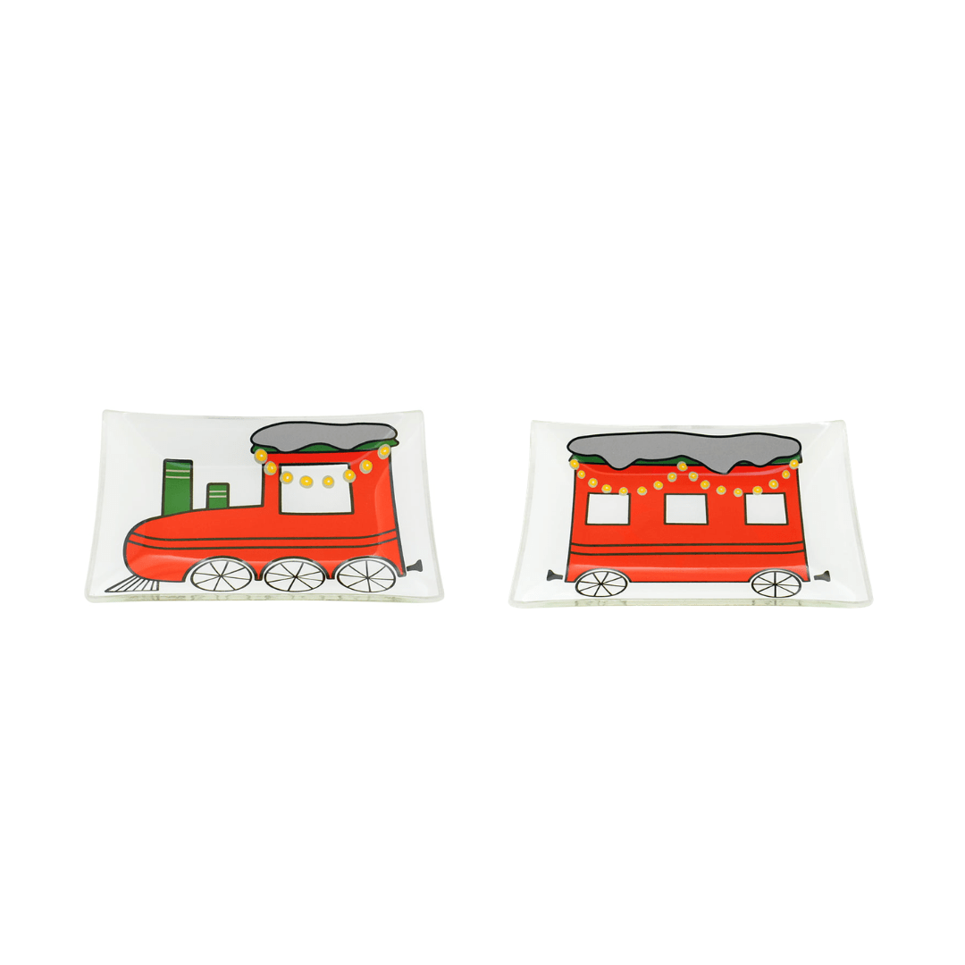 Trem Natalino - Kit com 2 Bandejas em Vidro