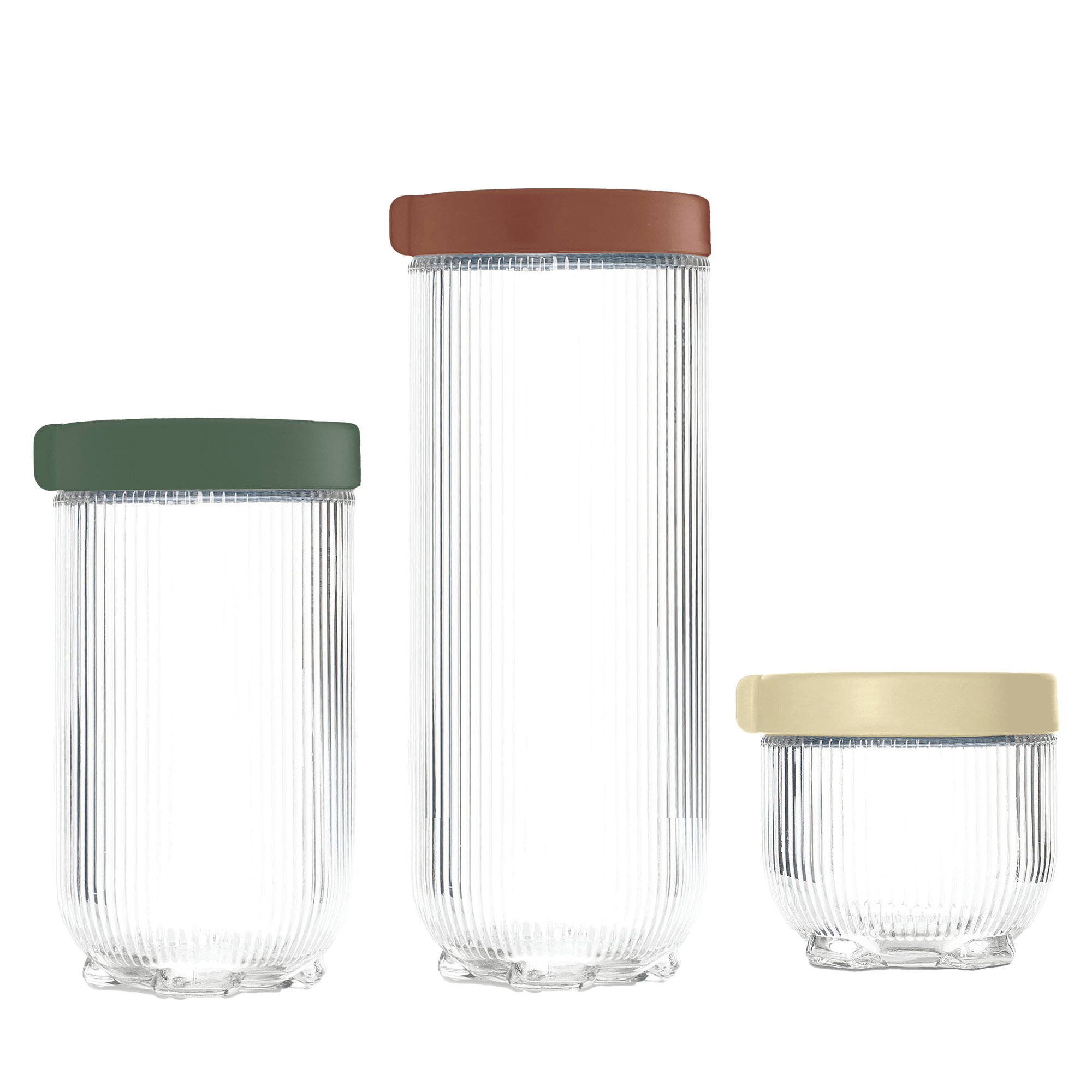 Trio Versátil Canelado - Conjunto Com 3 Potes para Mantimentos Em Vidro