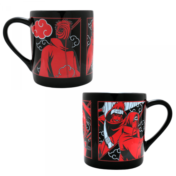 CANECA PORCELANA AKATSUKI NUVEM NARUTO SHIPPUDEN PRETA E VERMELHO 330M