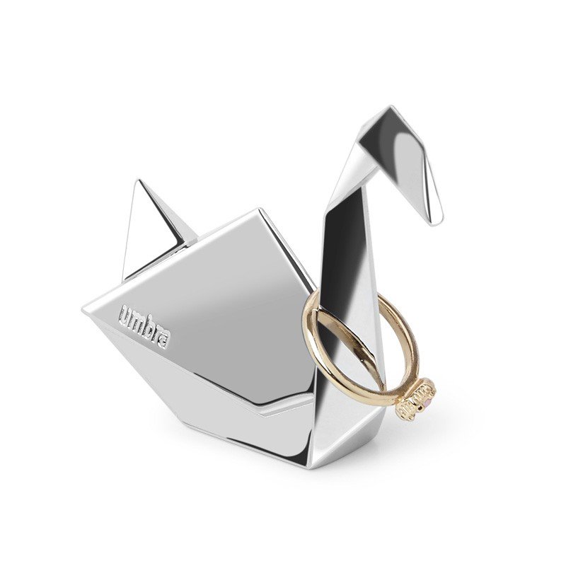 Cisne Origami - Porta Anel Cromado