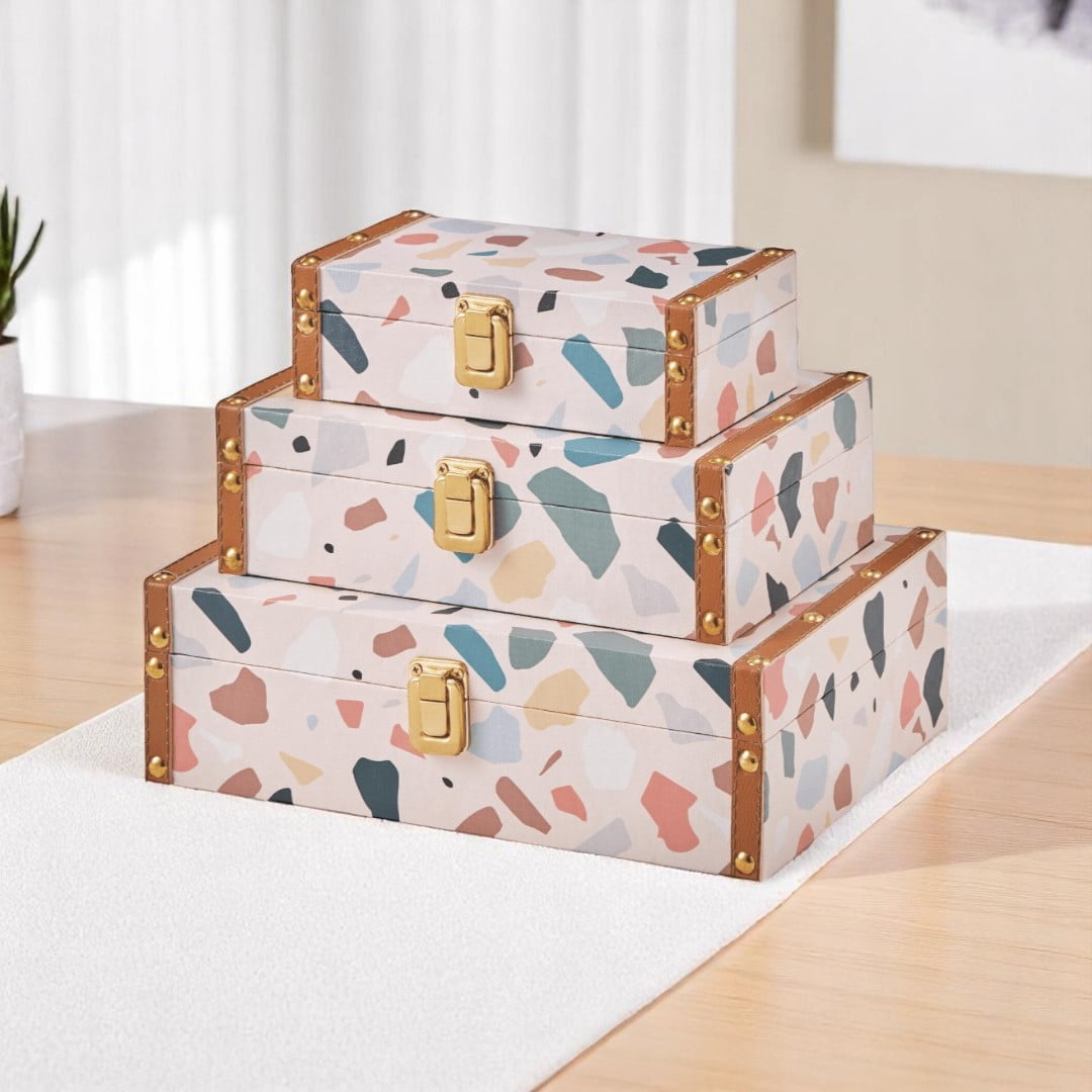 Terrazzo - Kit c/ 3 Caixas Organizadoras P, M, G - Azzurium Terrazzo - Kit c/ 3 Caixas Organizadoras P, M, G - Azzurium