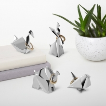 Pássaro Origami - Porta Anel Cromado