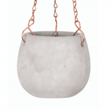 Delicadeza - Vaso Oval Pendente em Cimento e Cobre - Tamanho G