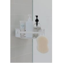 (2 por R$ 100,00) Flex - Suporte / Prateleira de Canto Com Ventosa (Branco)
