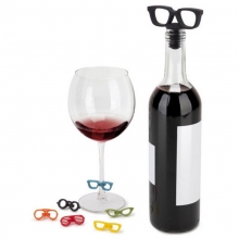 Glasses - Conjunto para Vinho Cores Vivas 7 peças (Rolha + Marcadores de taça)