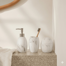 Carrara - Kit Para Banheiro com 3 Peças em Polirresina