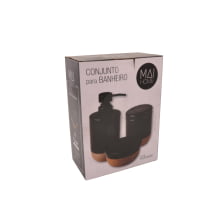 Essencia Oriental - Kit para Banheiro 3 peças Preto e Cortiça