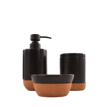 Essencia Oriental - Kit para Banheiro 3 peças Preto e Cortiça Essencia Oriental - Kit para Banheiro 3 peças Preto e Cortiça