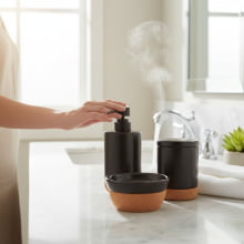 Essencia Oriental - Kit para Banheiro 3 peças Preto e Cortiça