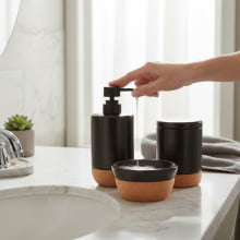 Essencia Oriental - Kit para Banheiro 3 peças Preto e Cortiça