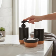 Essencia Oriental - Kit para Banheiro 3 peças Preto e Cortiça