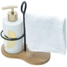 Leave - Kit Para Banheiro (Porta Sabonete Líquido + Porta Toalha)