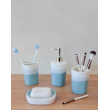 Tricolors - Kit Para Banheiro com 4 Peças Tons de Azul e Branco