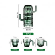 Cacto - Kit com 4 copos em Vidro Verde Empilháveis