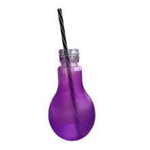 Lâmpada Colors - Copo de Vidro 400 ML + Canudo (Atenção: Pequenas Avarias)