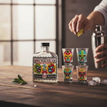 Mucha Tequila - Kit Tequila 5 Peças (1 Garrafa + 4 Copos)