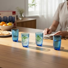 Safira Athena Blue - Kit com 6 copos Long Drink em Vidro 400ml