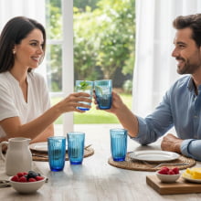 Safira Athena Blue - Kit com 6 copos Long Drink em Vidro 400ml