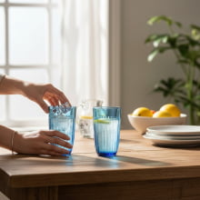 Safira Athena Blue - Kit com 6 copos Long Drink em Vidro 400ml