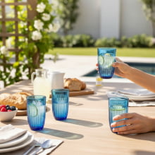 Safira Athena Blue - Kit com 6 copos Long Drink em Vidro 400ml