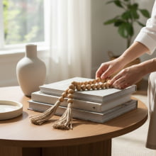 Alvorada - Colar Decorativo em Madeira e Juta 52,5 cm