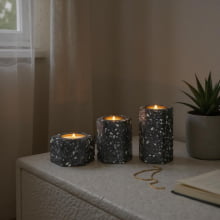 Aura - Kit c/ 3 Porta Velas em Cimento (P, M, G)