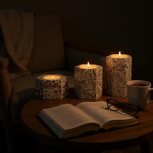 Aura - Kit c/ 3 Porta Velas em Cimento (P, M, G)