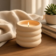 Camadas - Vela com Suporte em Ceramica Tamanho P