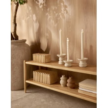 Corola Argila - Kit com 3 Castiçais em Ceramica P, M e G