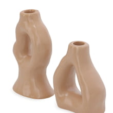 Duo Sculpt - Kit com 2 Castiçais em Ceramica P e G