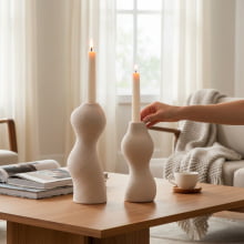 Eco da Alvorada- Kit com 2 Castiçais em Ceramica P e G