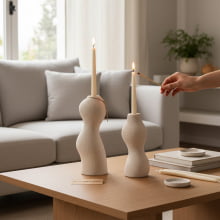 Eco da Alvorada- Kit com 2 Castiçais em Ceramica P e G