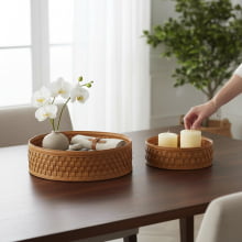 Intrecciato - Kit com 2 Centro de Mesa em Poliuretano P e G