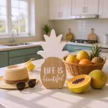 Life is Beautiful - Abacaxi Branco Decorativo