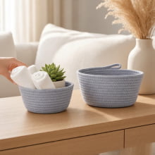 Naturals - Kit Cesta Decorativa Pequena e Grande em Algodão Naturals - Kit Cesta Decorativa Pequena e Grande em Algodão