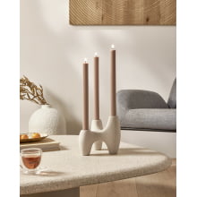 Orvalho de Marfim - Candelabro para 3 velas em Cerâmica