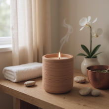 Rustic - Vela com Suporte em Cimento - Tamanho M