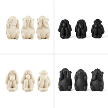 Sábios - Kit com 3 Estatuas em Cimento Surdo, Mudo e Cego