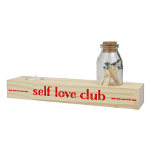 Self Love Club - Suporte em Madeira para Vela com Fósforos e Garrafinha