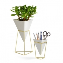 Trigg - Vasos de Mesa Branco Com Dourado - Conjunto Com 2 Peças