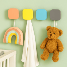 Square - Kit com 4 Ganchos Coloridos de Parede
