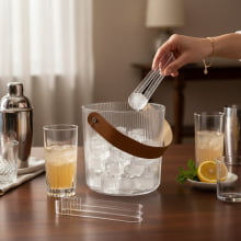 Cristal Noblesse - Balde de Gelo em Plastico com Pegador e Alça em Couro