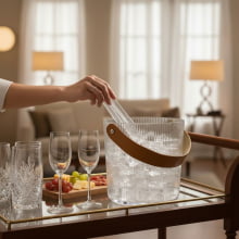 Cristal Noblesse - Balde de Gelo em Plastico com Pegador e Alça em Couro