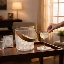 Cristal Noblesse - Balde de Gelo em Plastico com Pegador e Alça em Couro