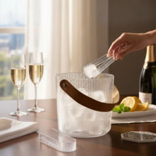 Cristal Noblesse - Balde de Gelo em Plastico com Pegador e Alça em Couro