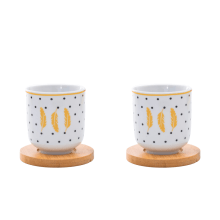 Feathers - Conjunto com 2 Xícaras e 2 Píres em Bambu